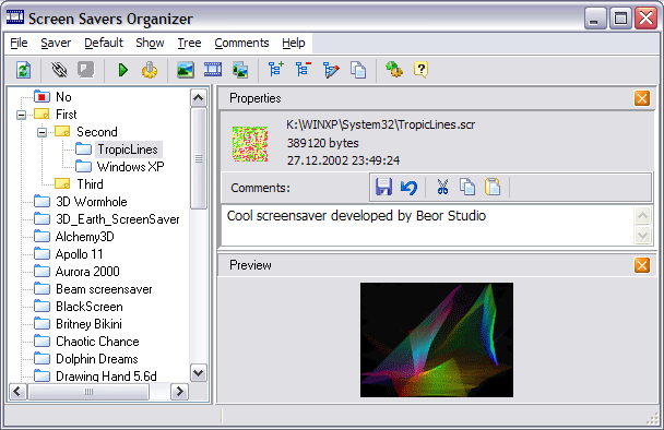 Screen Savers Organizer Screenshot